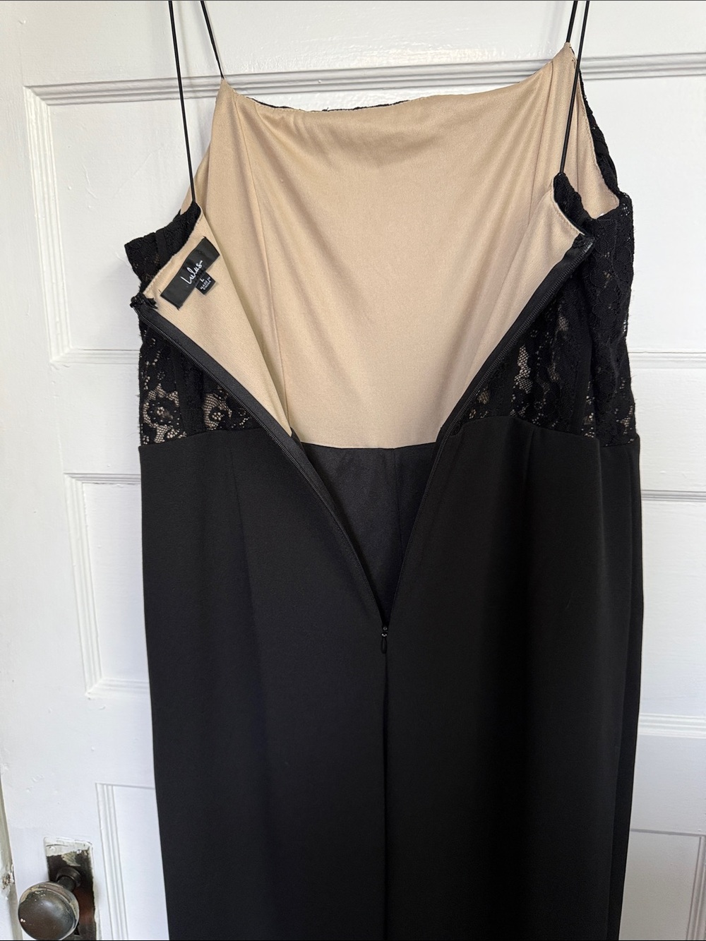 Lulu's Black Lace Bodice jumpsuit with Nude Lining - Picture 9 of 9